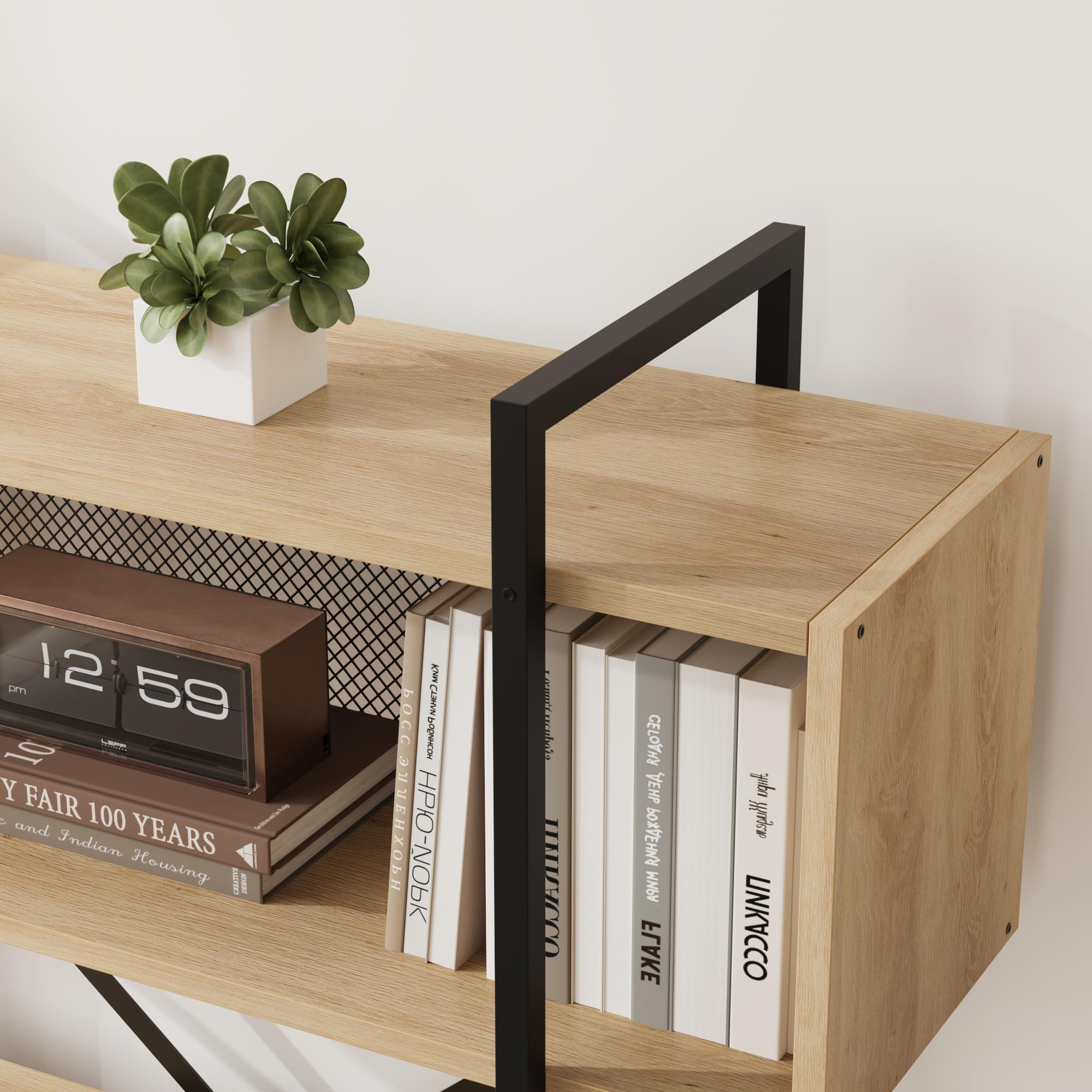 6-Tier Industrial Bookshelf, 71.3" Tall