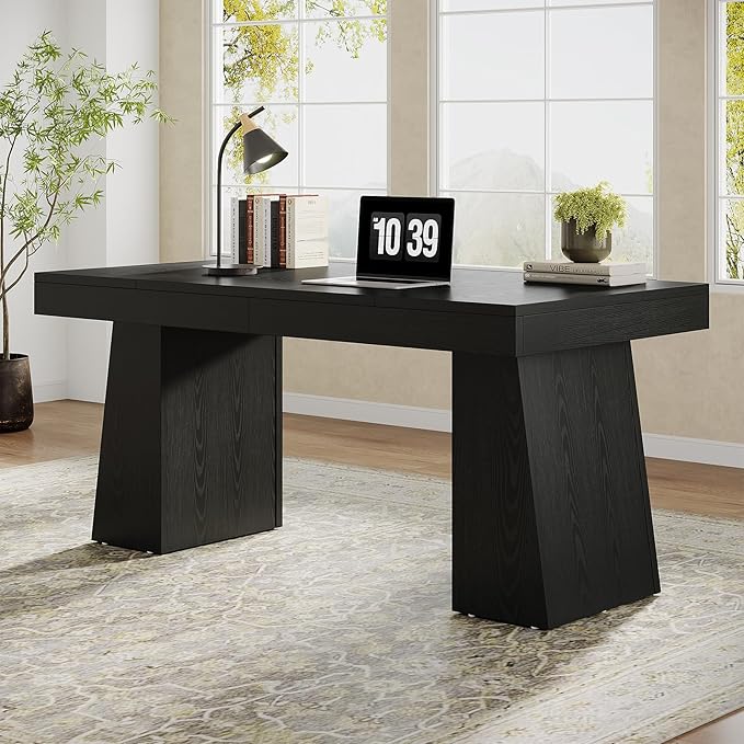 55" Executive Desk with Double Trapezoid Base
