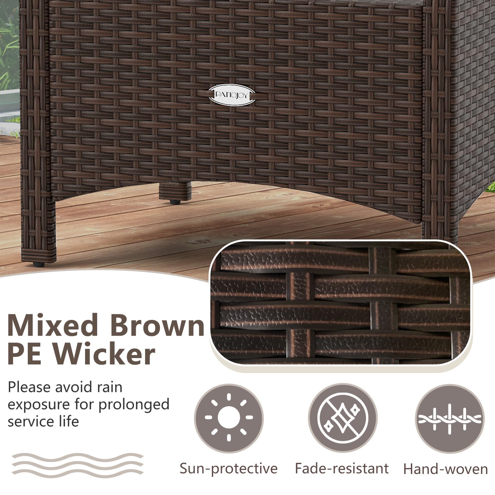 Outdoor PE Rattan Ottoman Set of 2