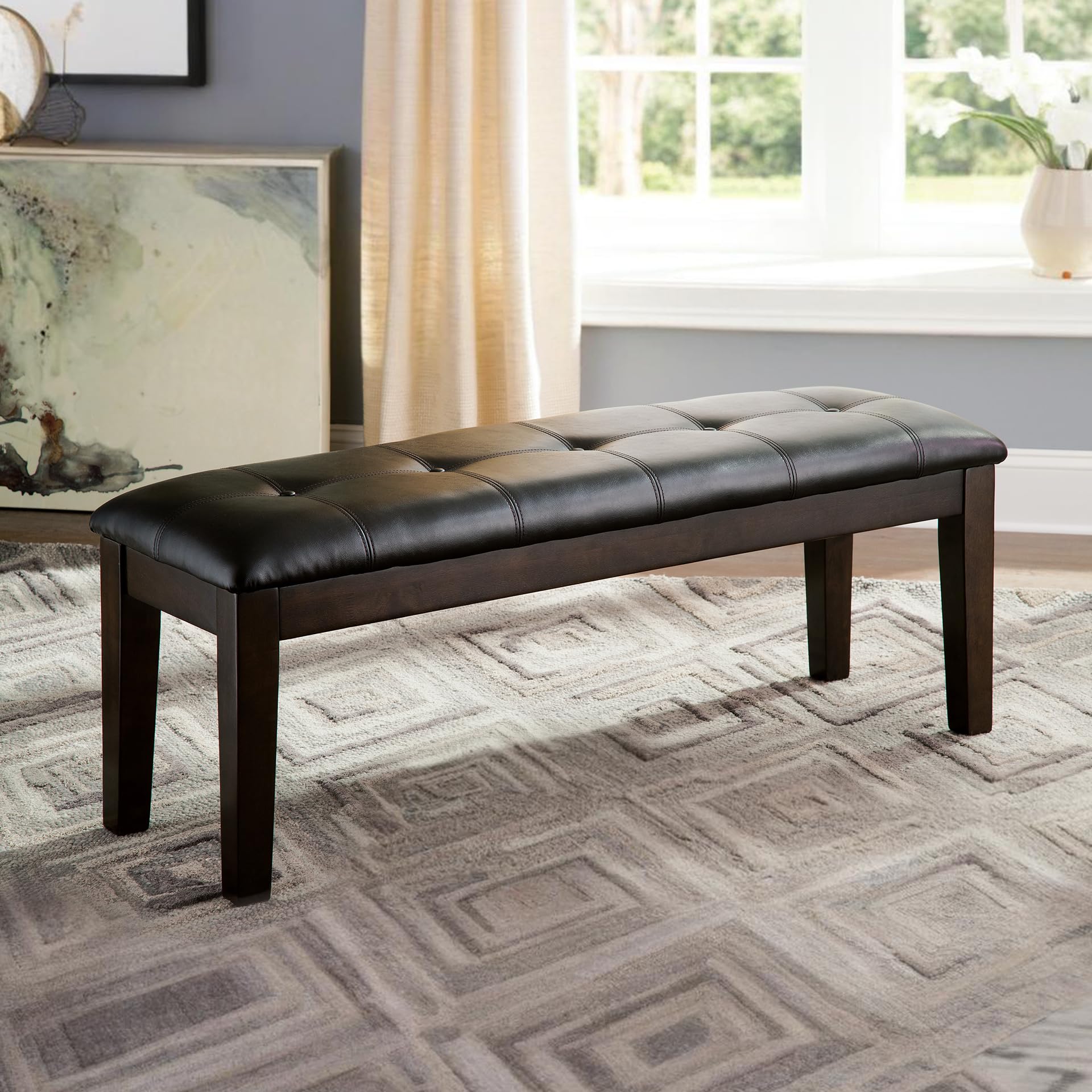 Upholstered Dining Room Bench with Button Tufting