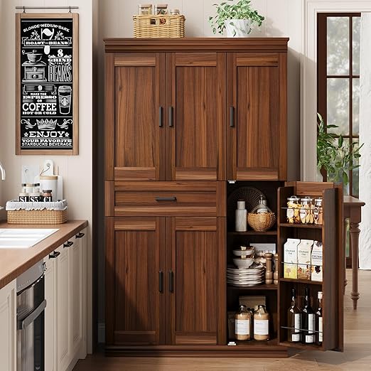 70" Tall Kitchen Pantry Storage Cabinet with Doors & Shelves