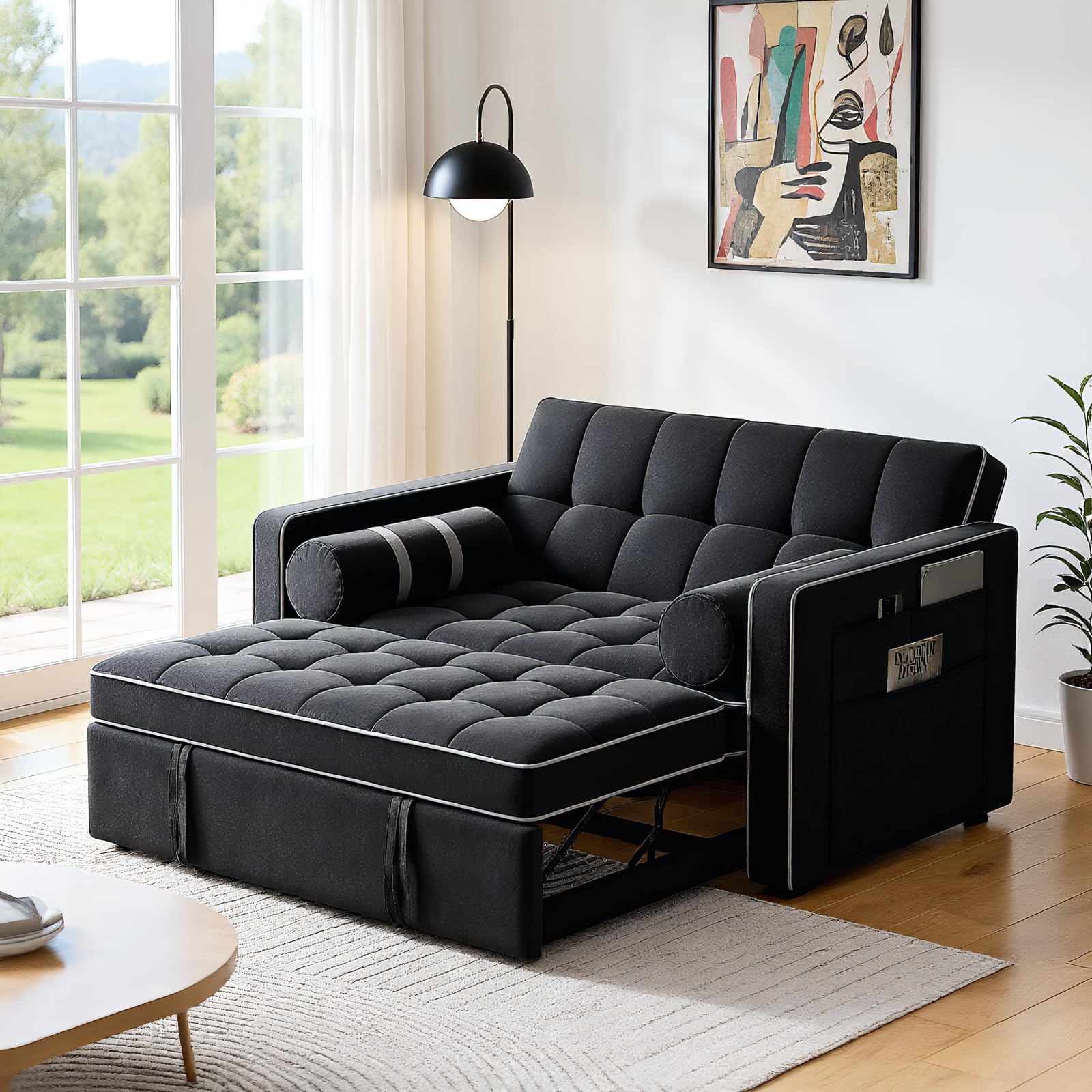 3-in-1 Convertible Sleeper Sofa Bed with USB Ports