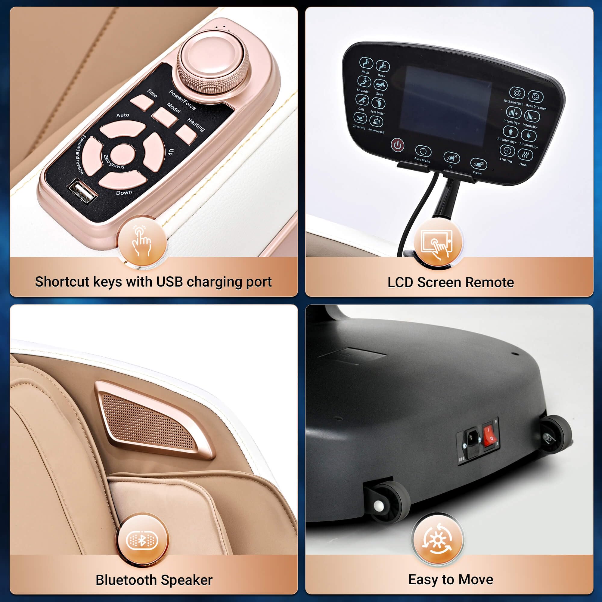 Mazzup Massage Chair Full Body with Heat, Full Body Zero Gravity Shiatsu Massage Chair, Kneading Recliner w/ 20 Auto Modes, Foot Massage, Bluetooth, USB Charging Port, Touch Screen Controller