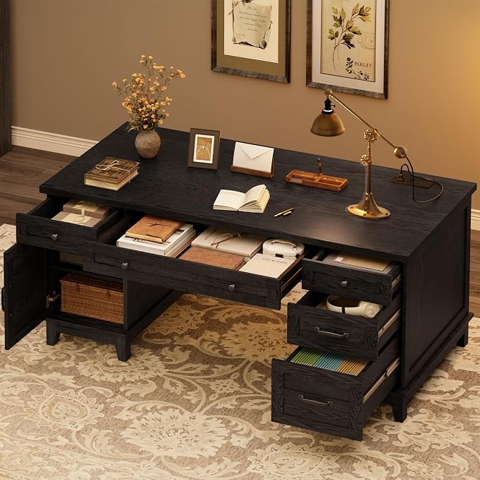 Farmhouse Executive Desk with Charging Station