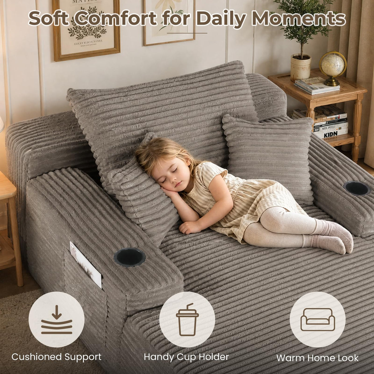 Brown Corduroy Chaise Lounge