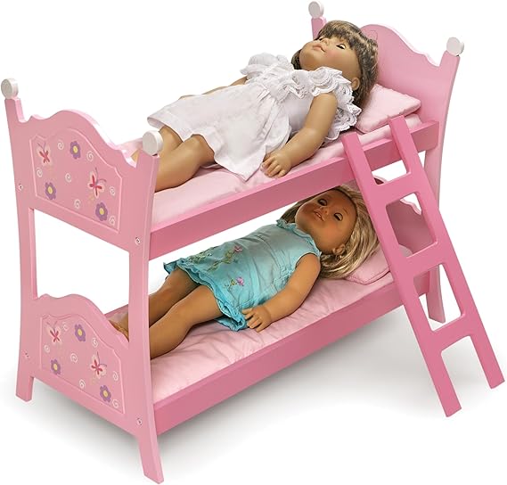 Doll Bunk Bed with Ladder & Bedding – Fits Dolls Up to 20 Inches