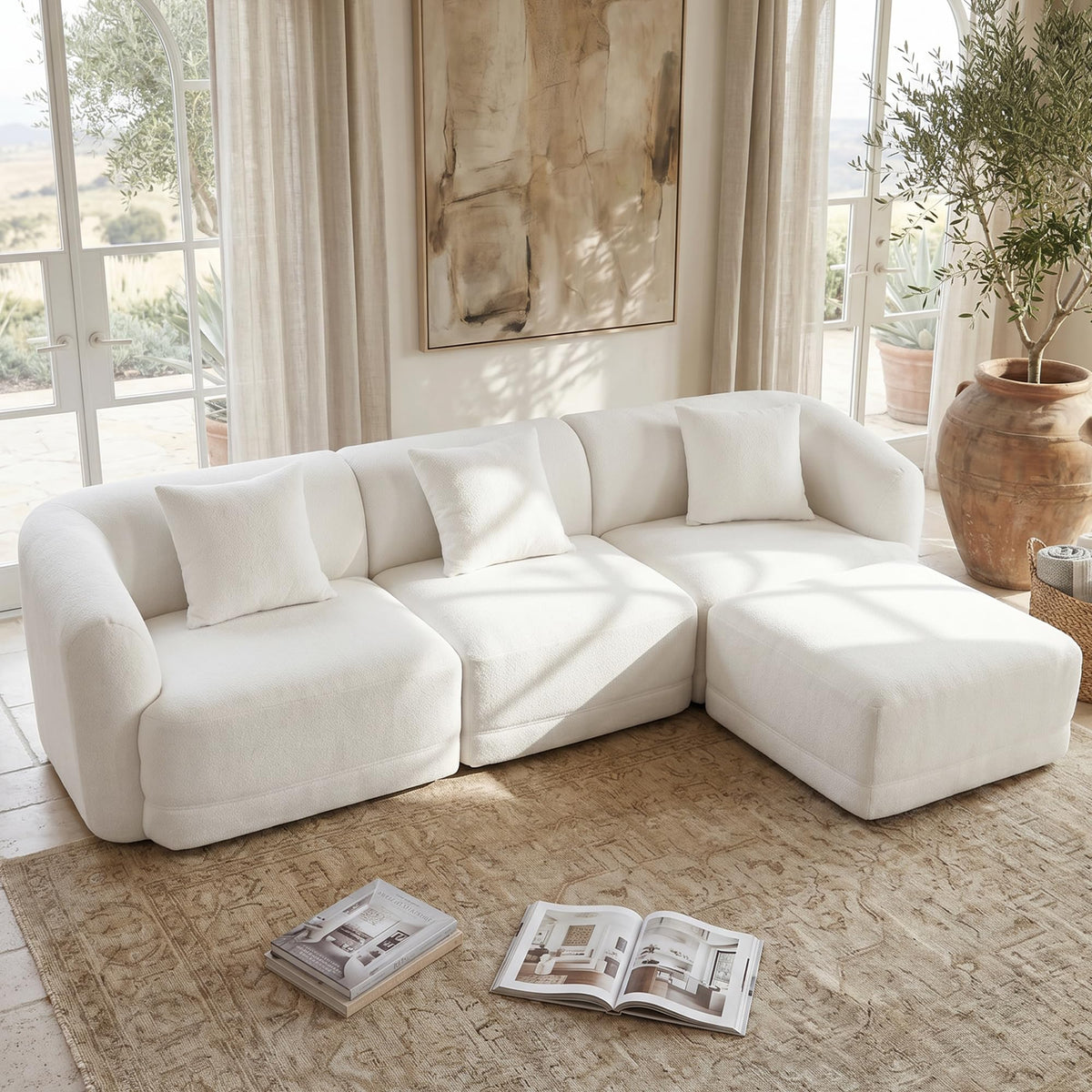 STO'SENSE 112" Boneless Couch 3 Seater Modular Sectional Sofa