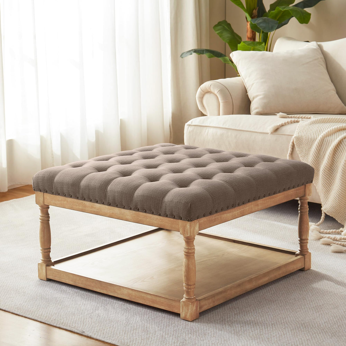 Square Tufted Ottoman Coffee Table