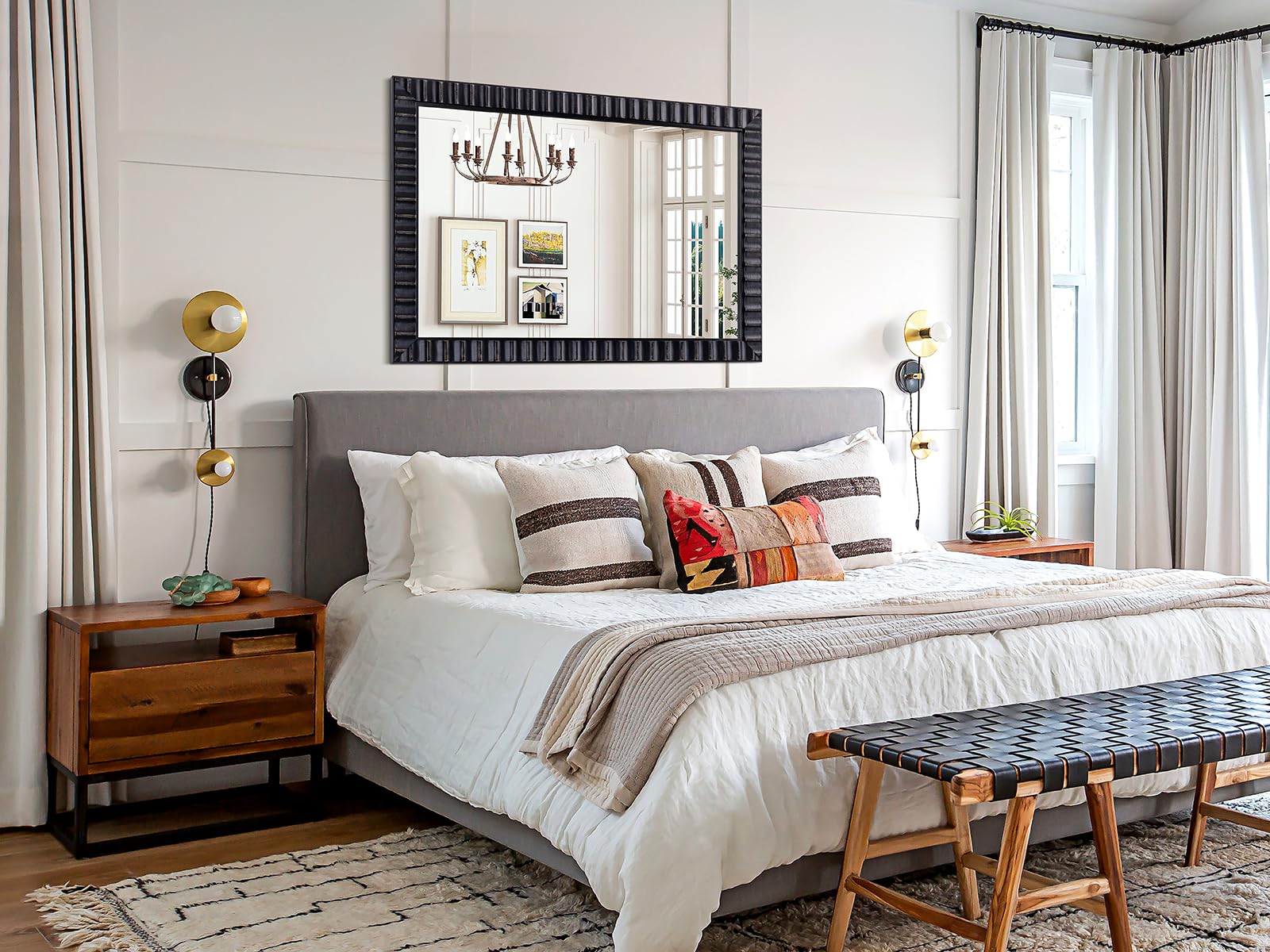 Rectangular Wood Frame Wall Mirror
