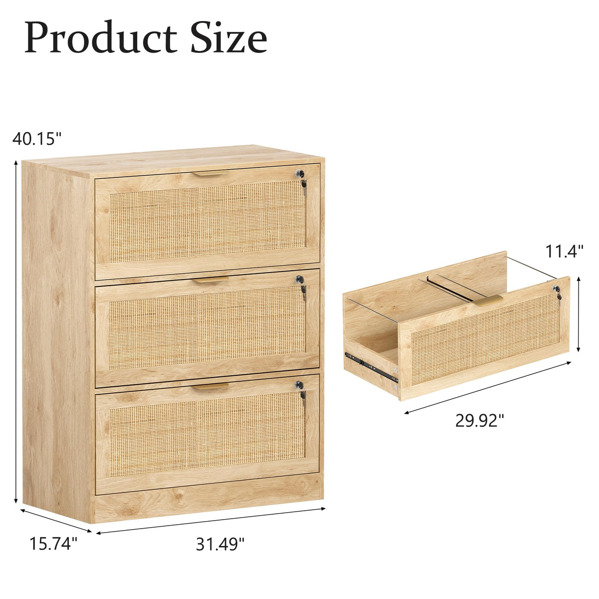 Rattan Lateral Filing Cabinet