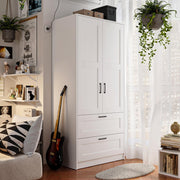 Wardrobe Closet with 2 Doors & 2 Drawers