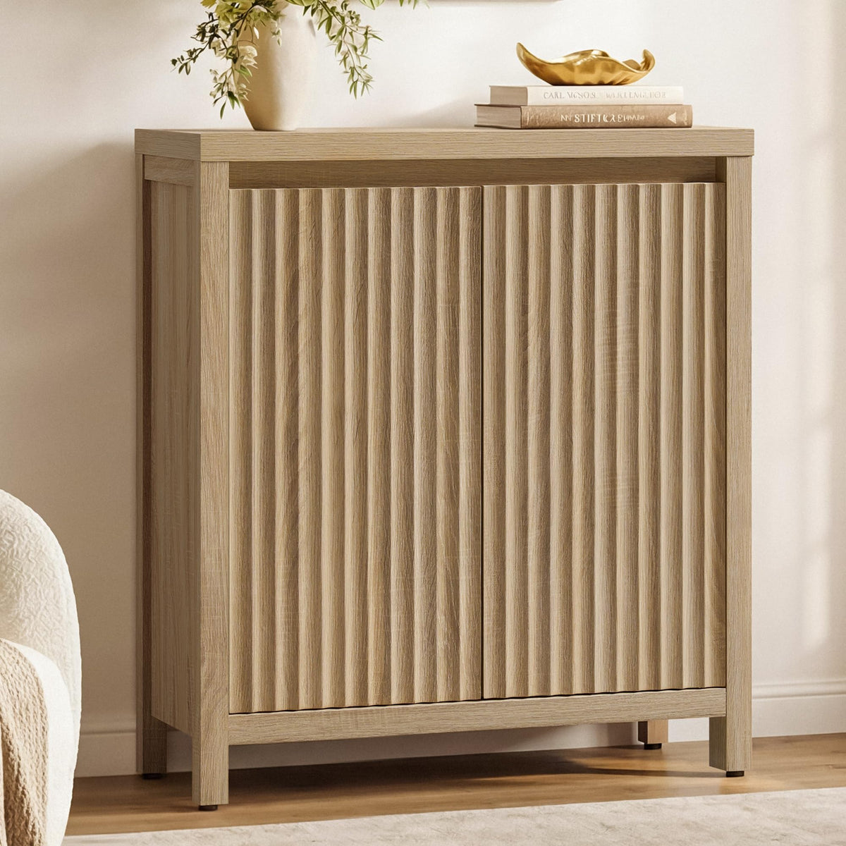 SICOTAS Sideboard Buffet Cabinet with Storage, Fluted Credenza Buffet Table