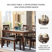 Signature Design by Ashley Bennox 6 Piece Dining Set with Upholstered Bench, Table & 4 Upholstered Chairs, Seats 6, Wood, Brown