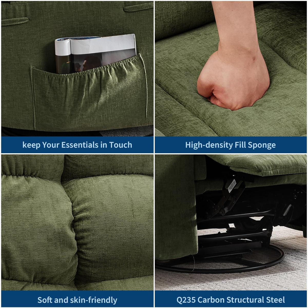 Rocking Recliner Chair with Massage, Heat and 360° Swivel Function