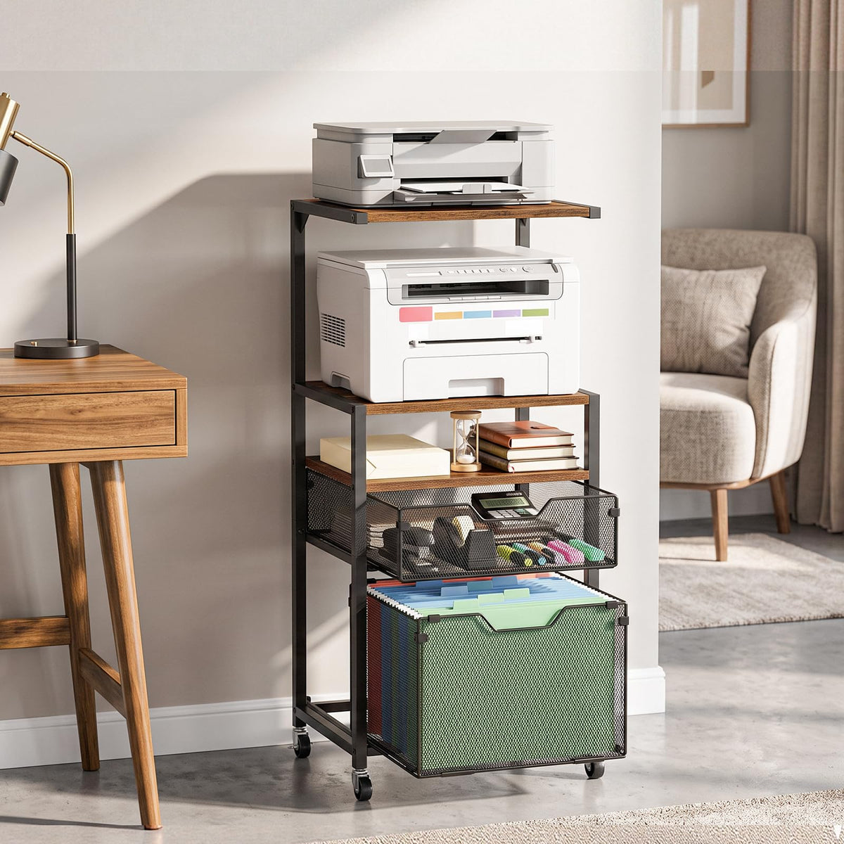 Rolling File Cabinet with Shelves