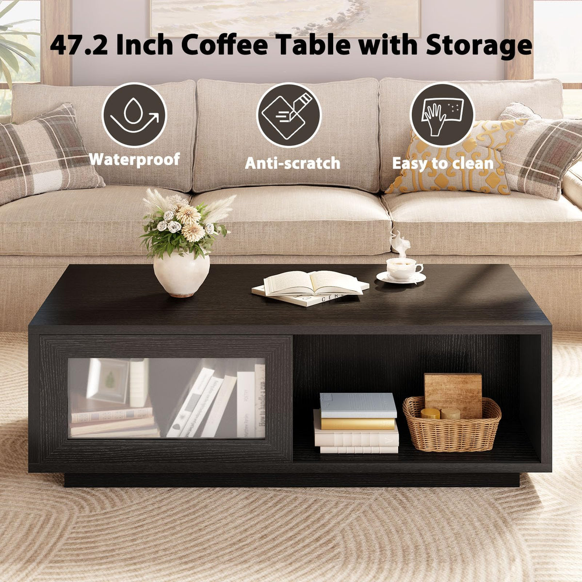 Sliding Door Storage Coffee Table