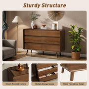 Nasonet Mid Century Modern Dresser for Bedroom, 47'' Wide Dressers & Chests of Drawers with 6 Storage Drawers, Wood TV Stand Dresser for Closet, Walnut