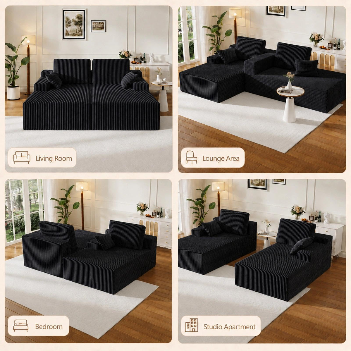 WHGBJA 3 in 1 Sofa Bed Couch for Living Room/Bedroom, Convertible, Modular