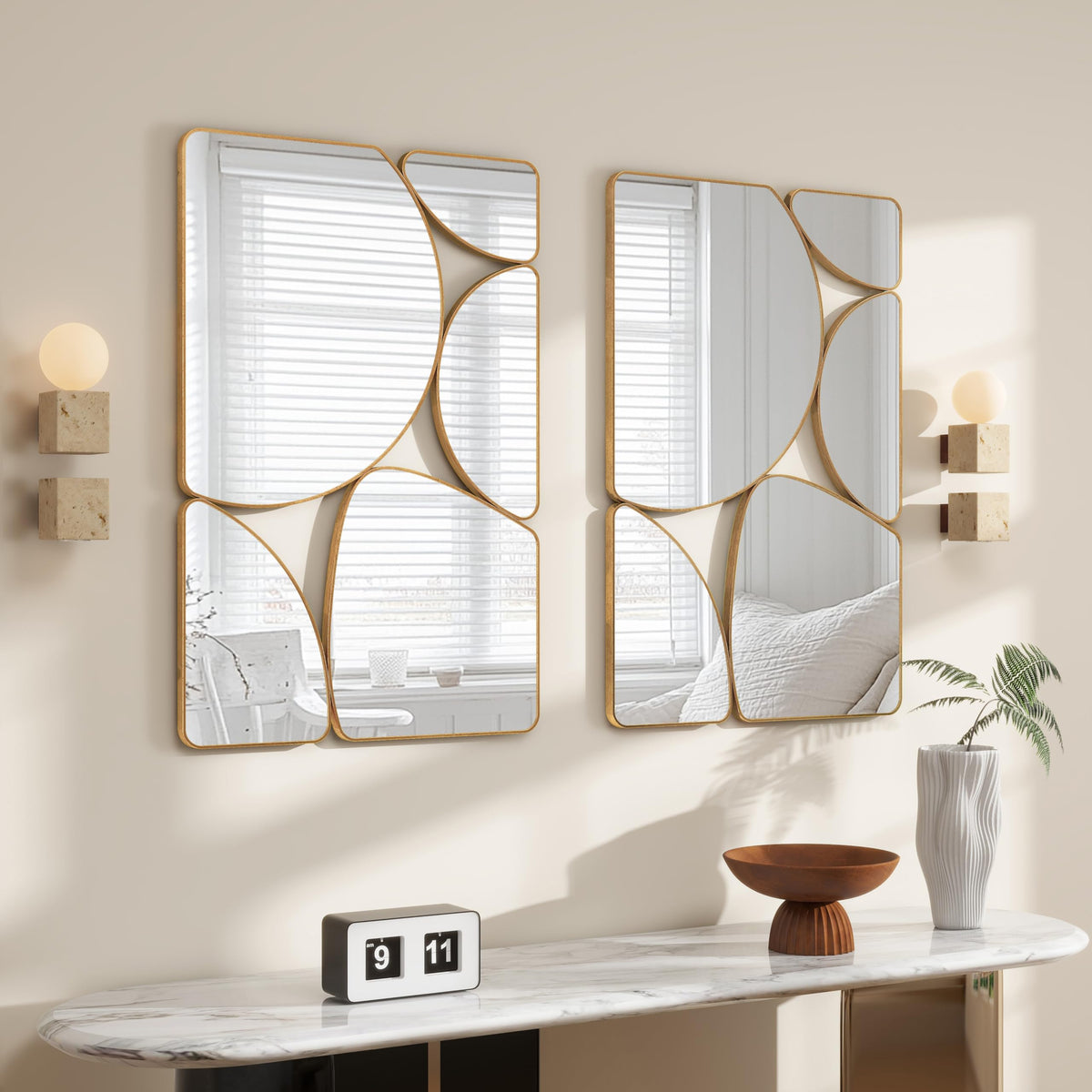 Antique Gold Abstract Wall Mirror