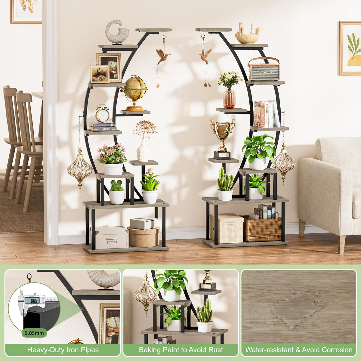 2 Pack Plant Stand Indoor with Grow Lights, 9 Tier Large Tall Plant Shelf