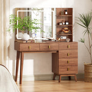 Walnut Makeup Vanity with LED Mirror