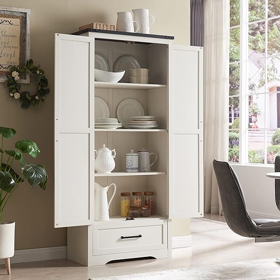 72" Tall Farmhouse Wood Storage Cabinet