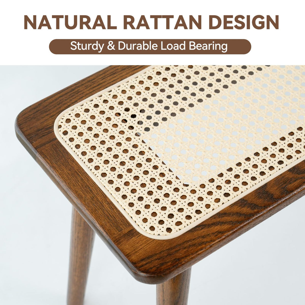 Solid Wood Rattan Bench