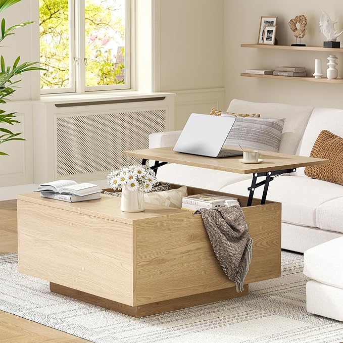 Lift Top Square Coffee Table with Hidden Storage
