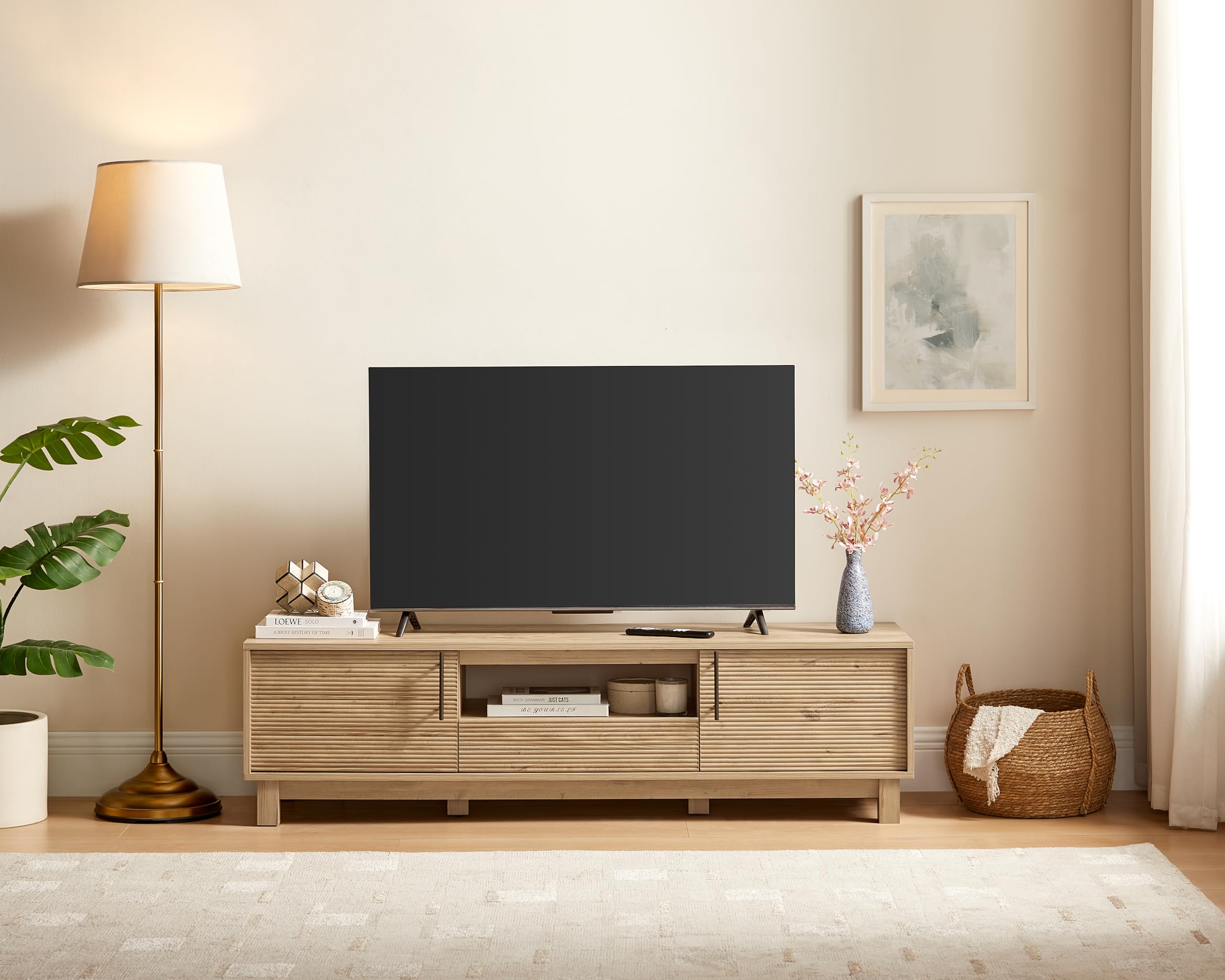 58" Fluted TV Stand with Storage – Fits TVs up to 65"