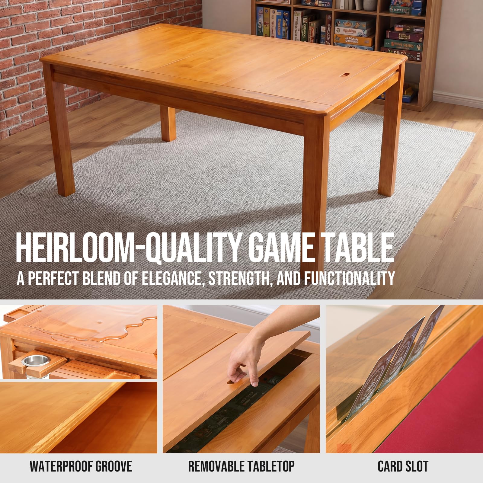 Solid Wood Board Game & Dining Table