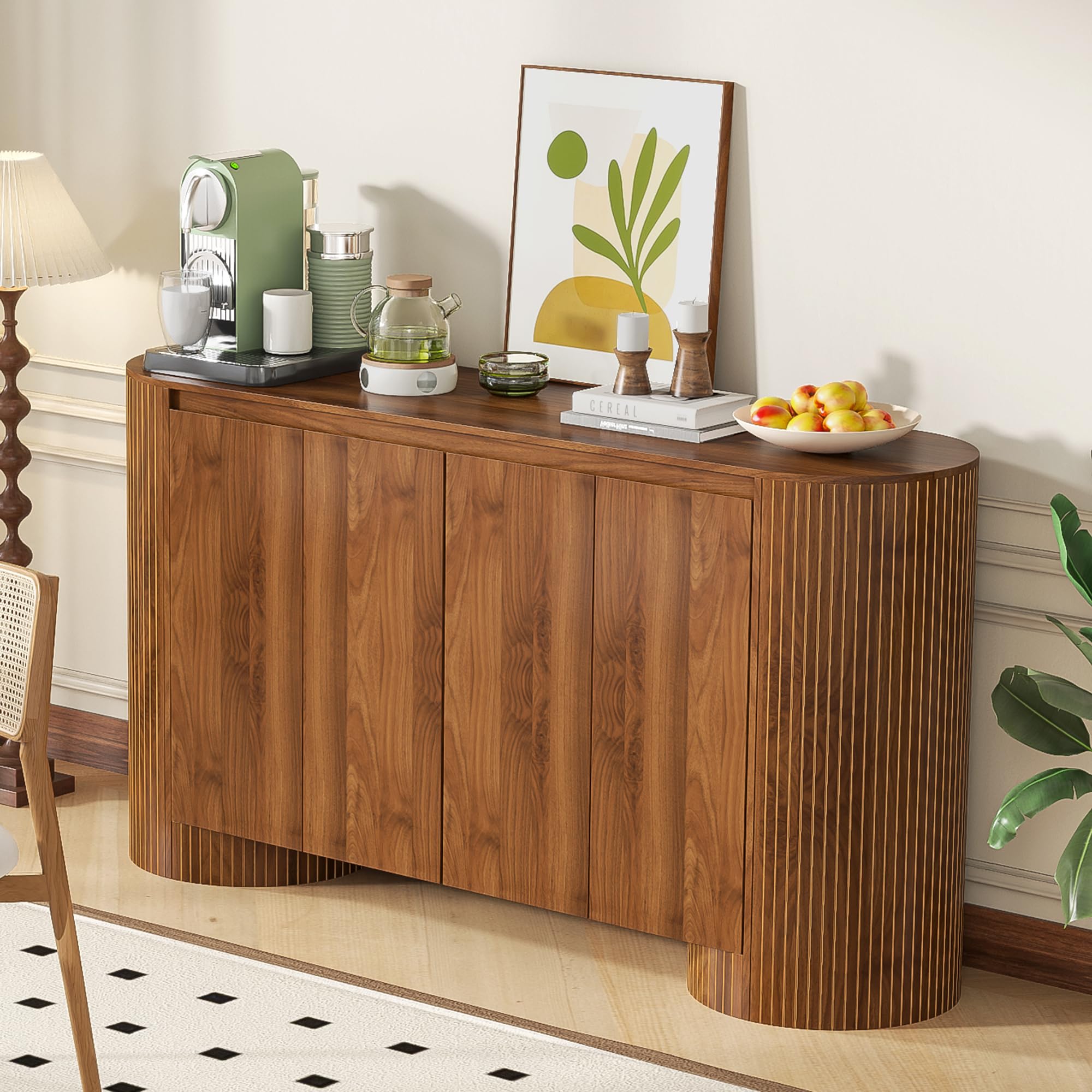 60" Sideboard Buffet Cabinet with 4 Doors & Adjustable Shelves
