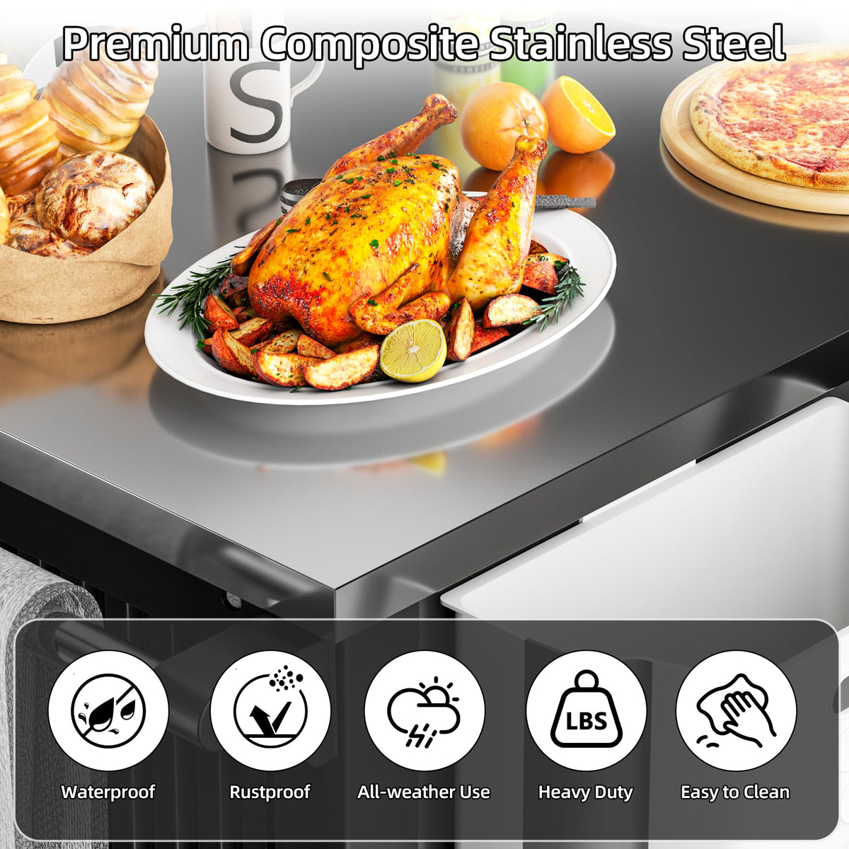 Outdoor Rolling BBQ Prep Cart