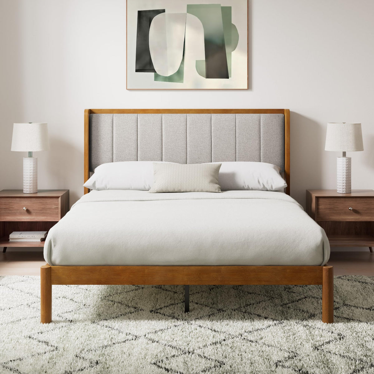 Queen Bamboo Wingback Platform Bed