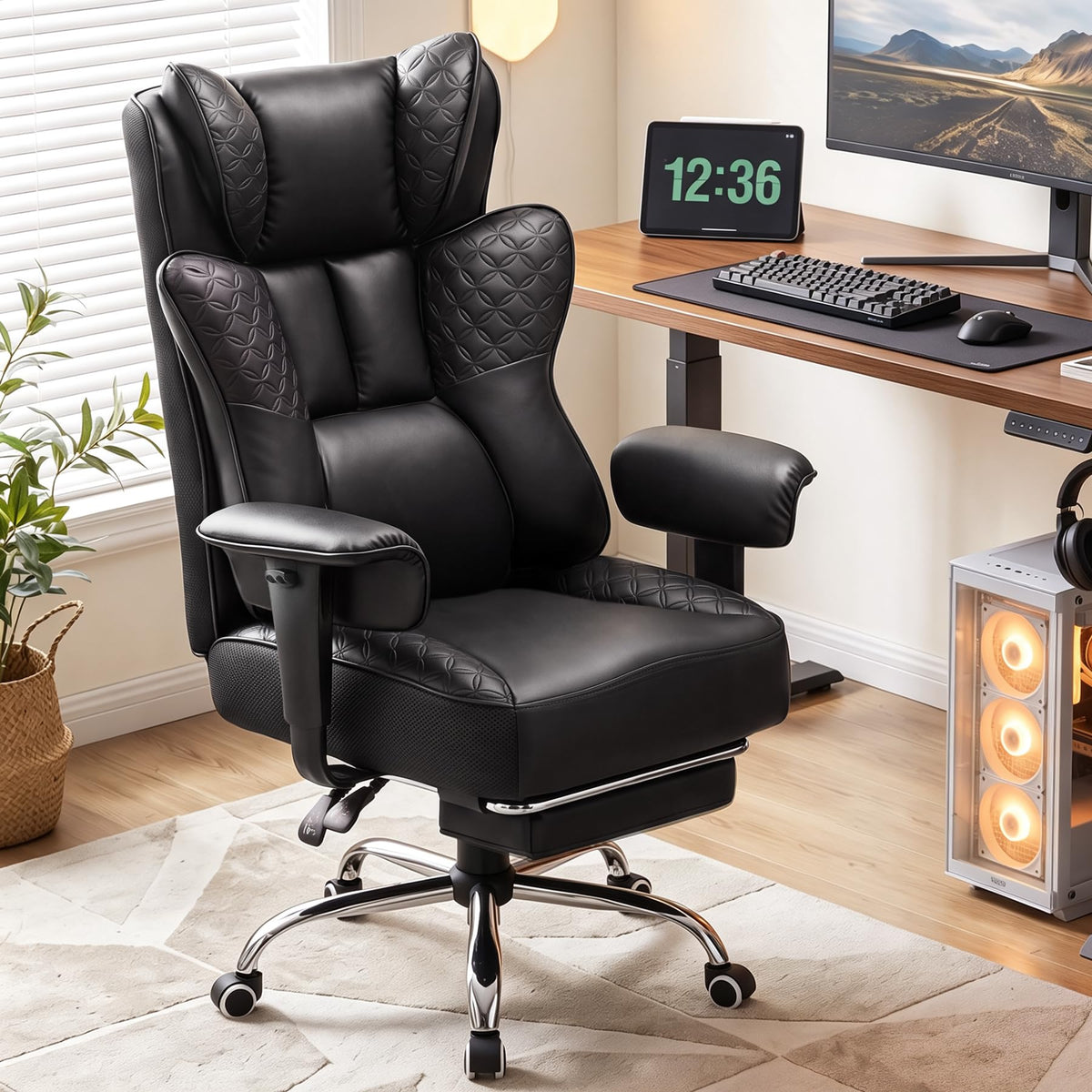 COMHOMA Big and Tall Gaming Chair with Footrest Ergonomic Office Chair