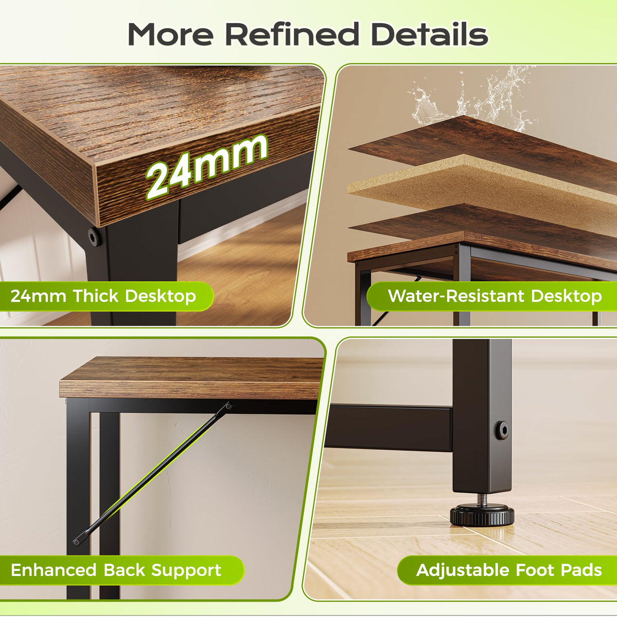 Reversible L-Shaped Desk with Charging Station