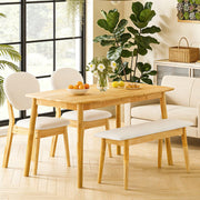 Karl home 4-Piece Farmhouse Dining Set, w/Bench&Chairs,Solidwood, Nature