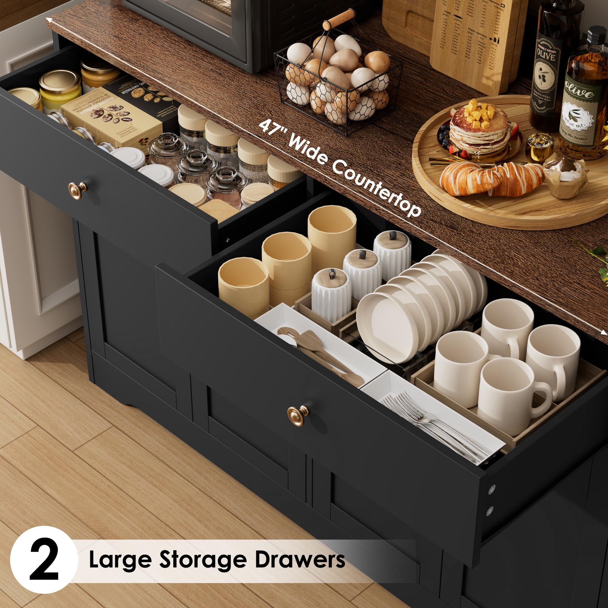 LED Kitchen Pantry Cabinet with Power Outlet