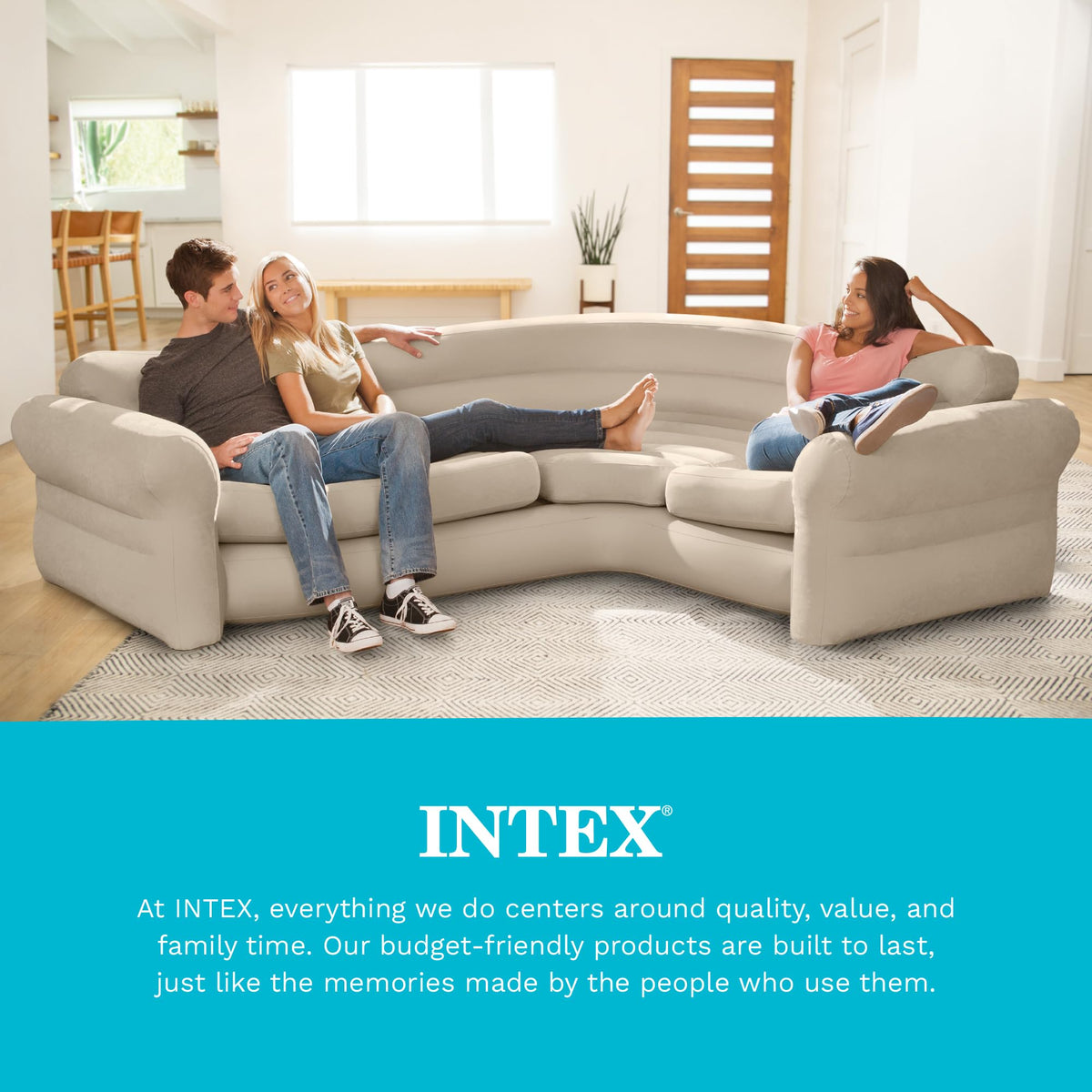 Intex Inflatable Corner Sofa, L-Shaped Couch Family Lounge
