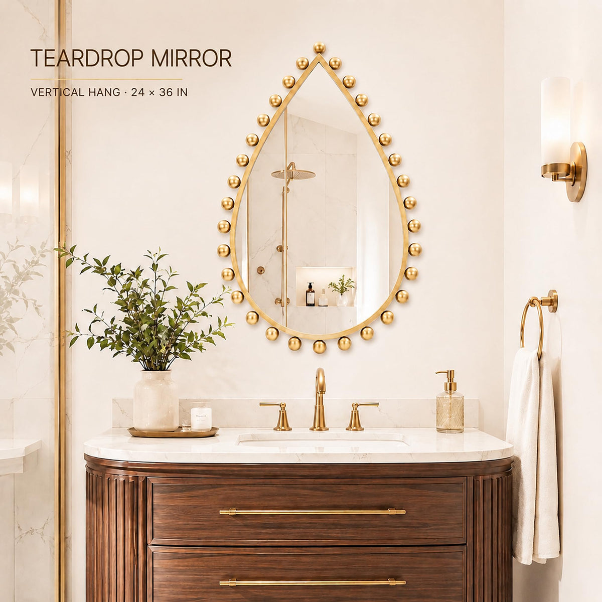Antique Gold Teardrop Wall Mirror