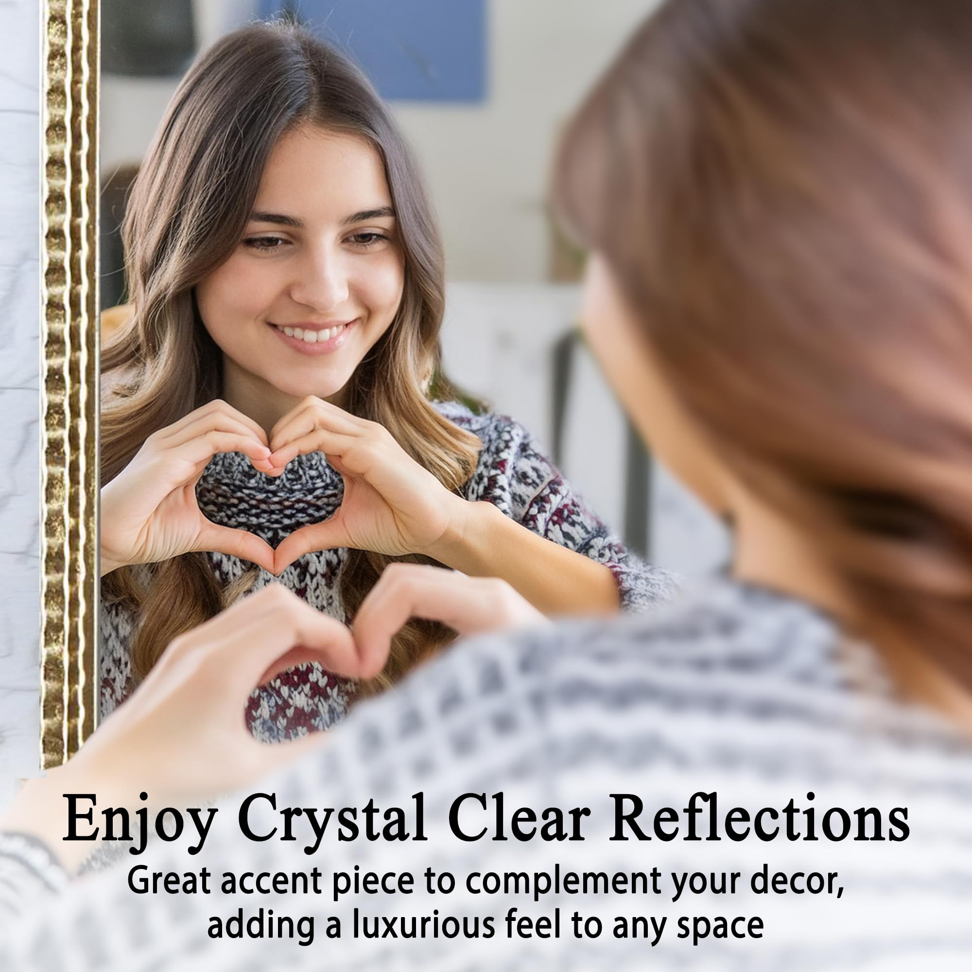 Arched Wall Mirror with Gold Metal Frame, 45"H