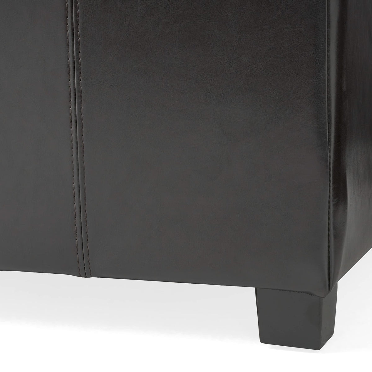 Square Leather Storage Ottoman
