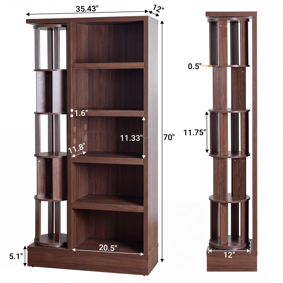 5-Tier Rotating Bookcase
