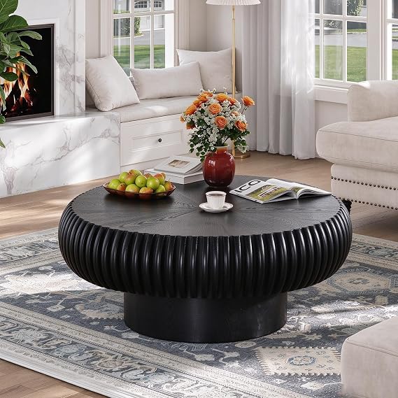 Black Fluted Drum Coffee Table