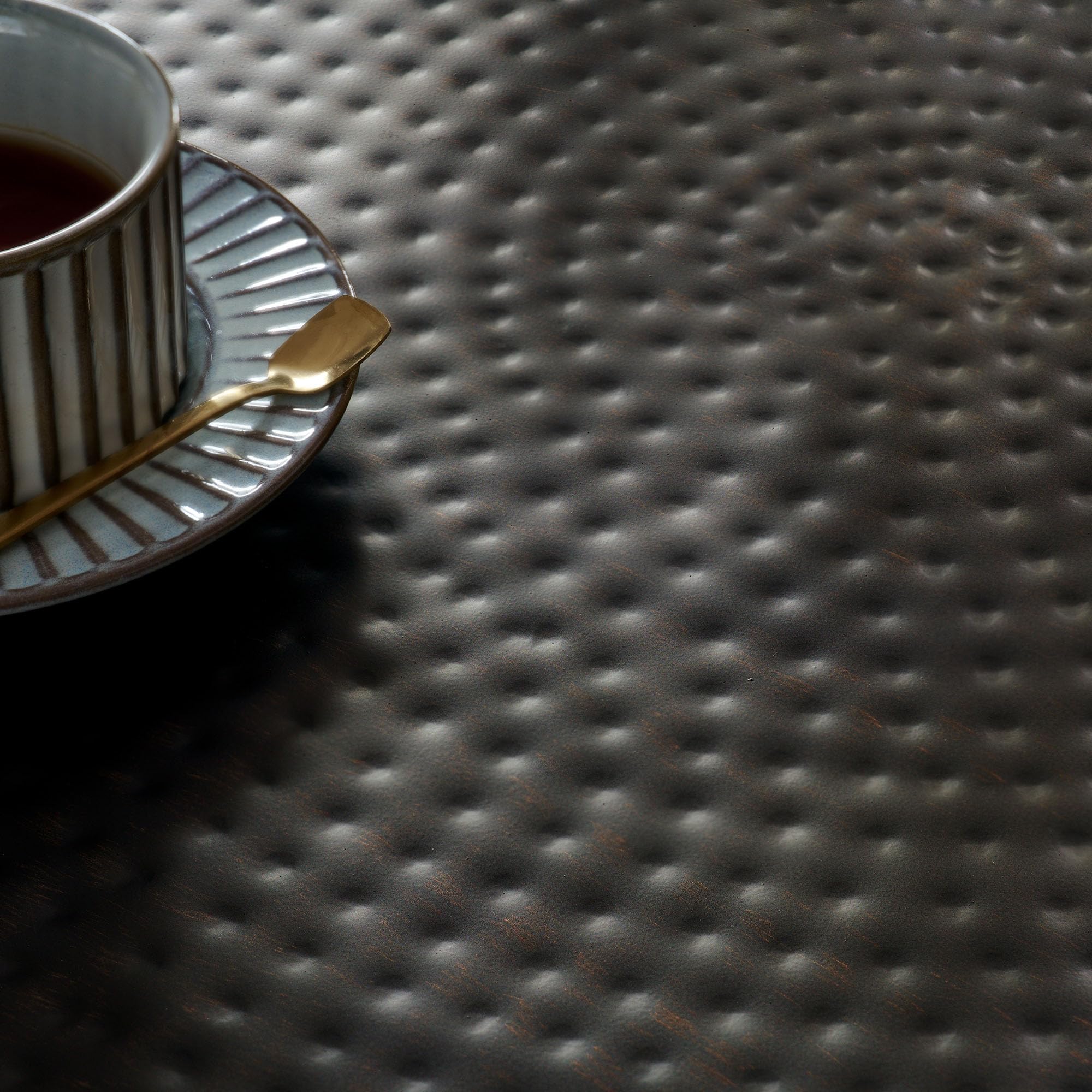 Round Hammered Metal Coffee Table