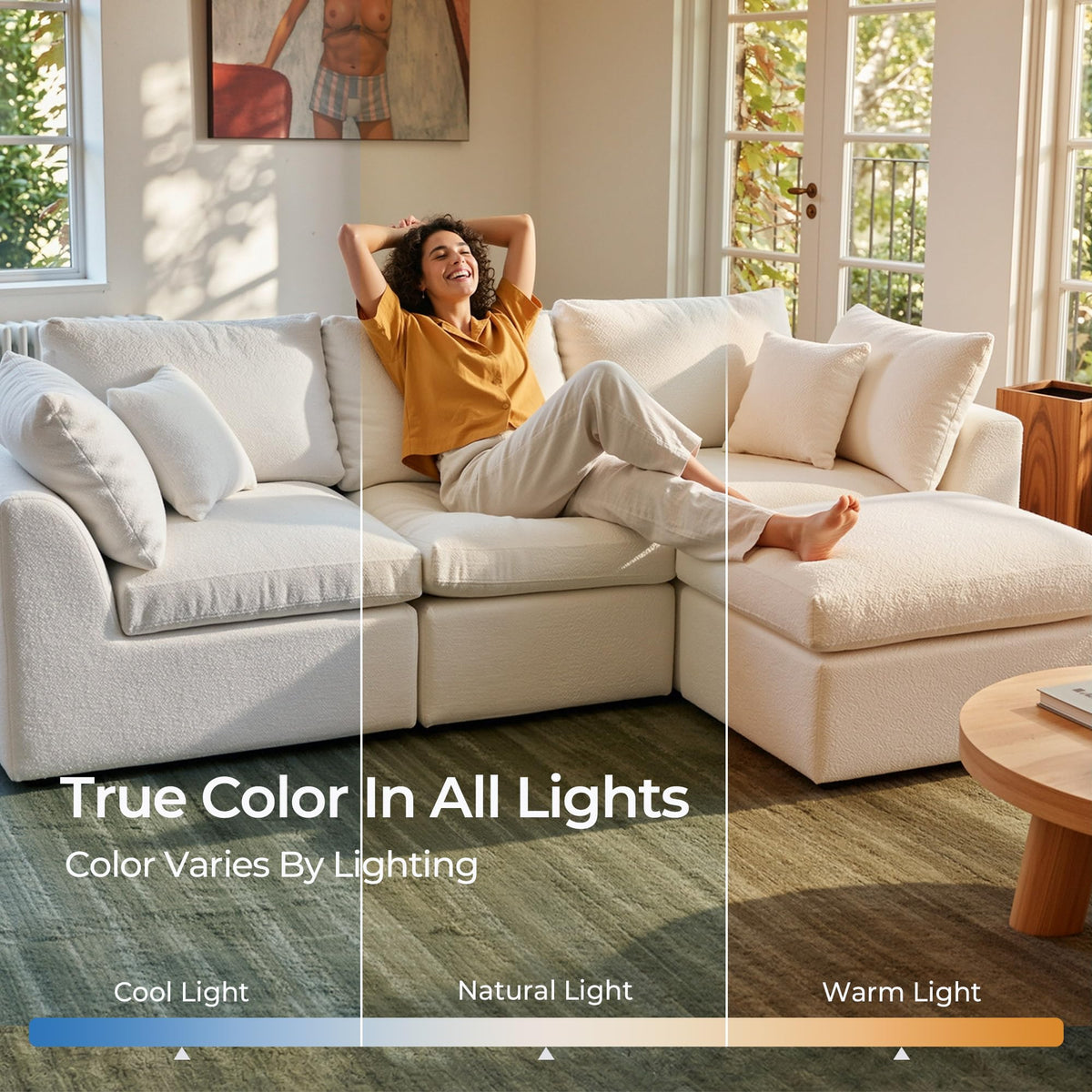 L-Shaped Sectional Sofa with Washable Covers