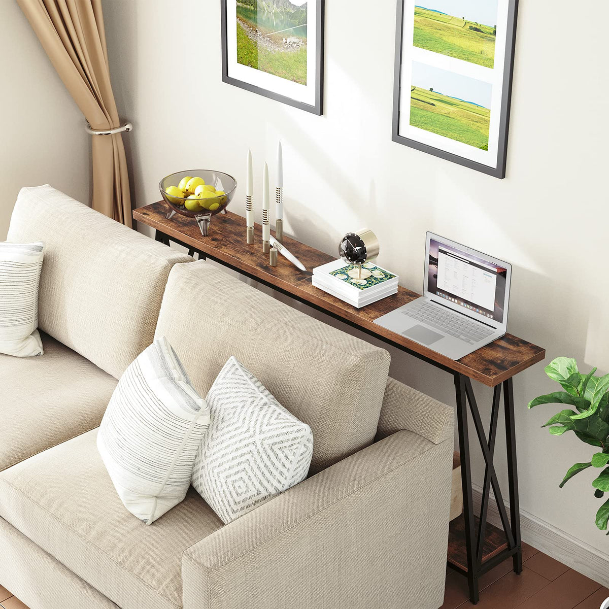 Narrow 2-Tier Console Table