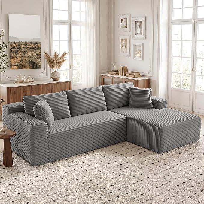 Corduroy L-Shaped Modular Sofa