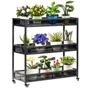 DHYGOTFUR Heavy-Duty Plant Stand Outdoor Aluminum with Wheels