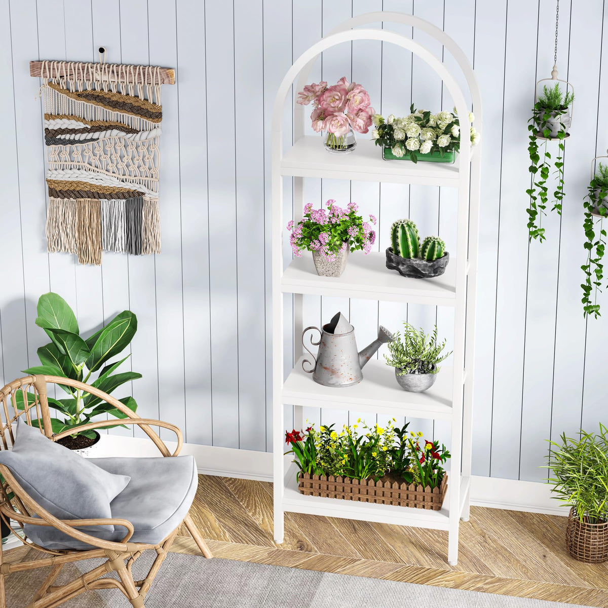White 4-Tier Open Bookcase