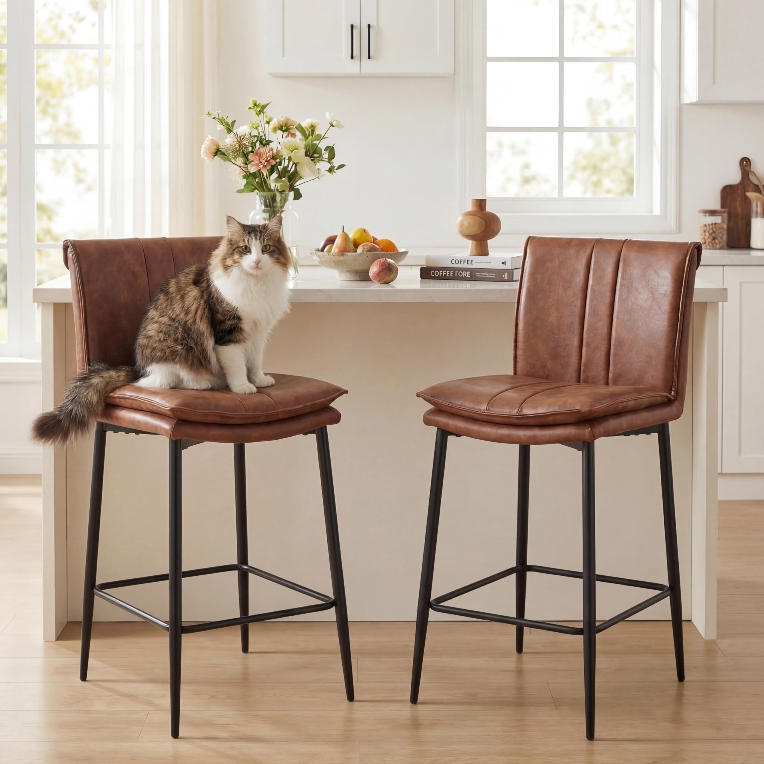 Leather Counter Height Bar Stools with Back